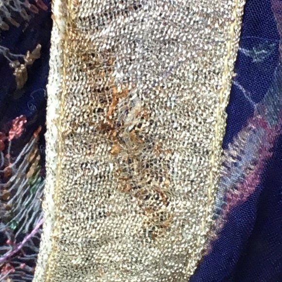 Vintage Navy-Blue BAGH PHULKARI chiffon SAREE SARI - Picture 9 of 10